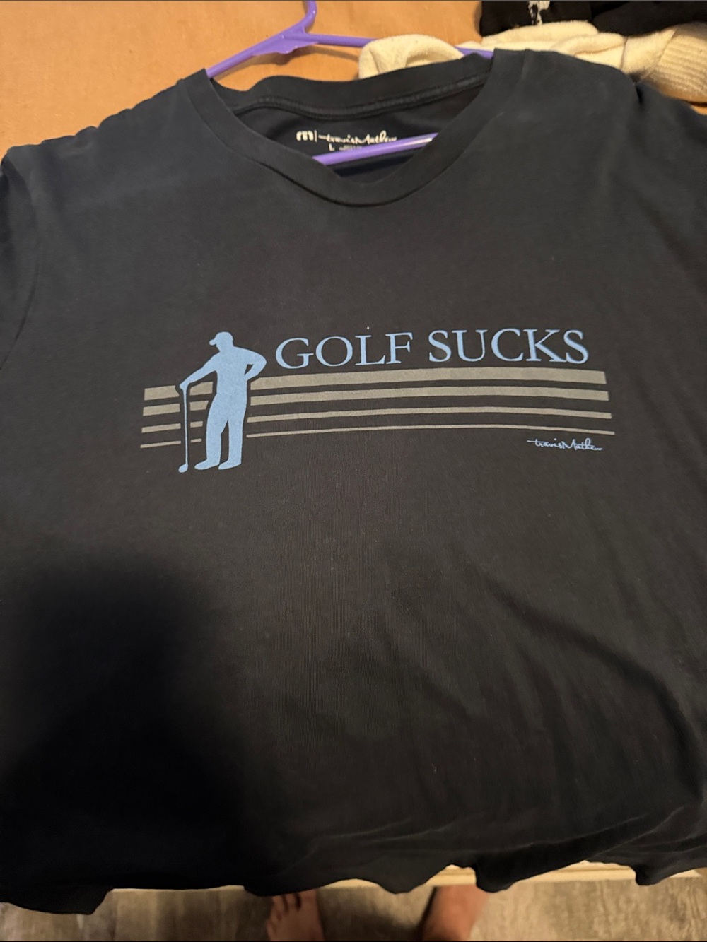 Travis Mathew  size Large Men's Black Graphic Tee - Golf Sucks